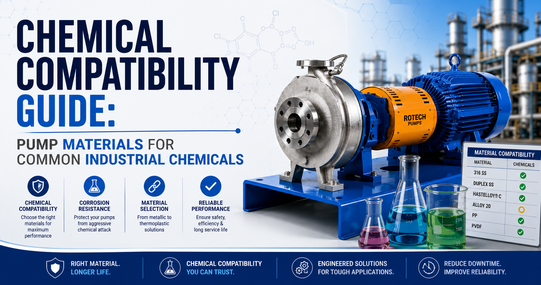 You are currently viewing Chemical Compatibility Guide: Pump Materials for Common Industrial Chemicals